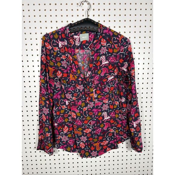 Maeve Tops - Maeve Anthropologie floral moonflower Henley size 6